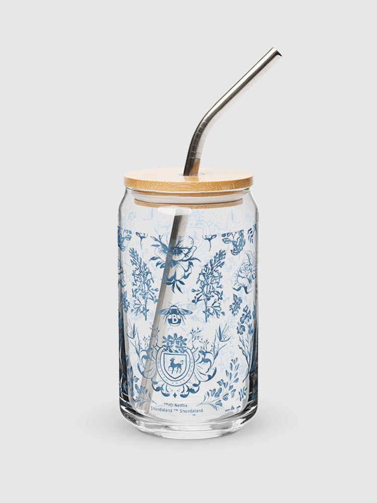 Bridgerton Floral Pattern 16 oz. Can Shaped Glass
