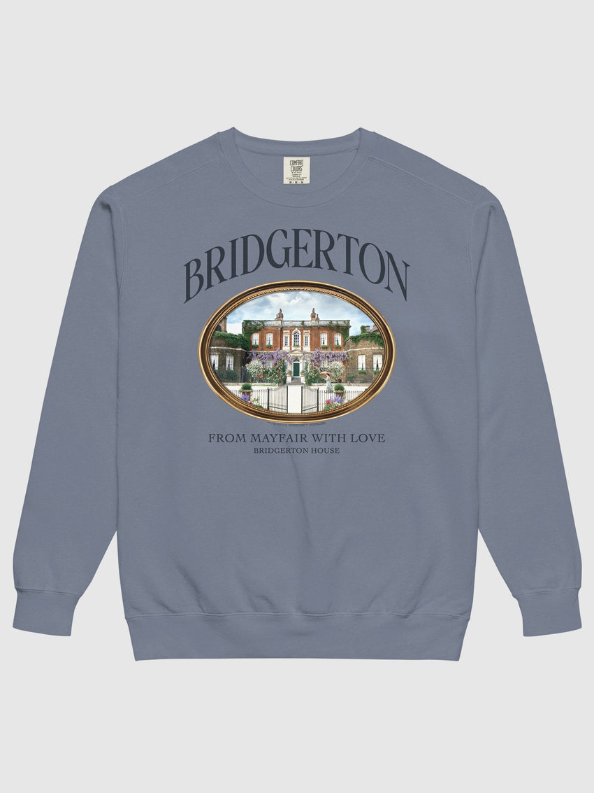Bridgerton Comfort Colors Crewneck Sweatshirt From Mayfair With Love Blue Jean