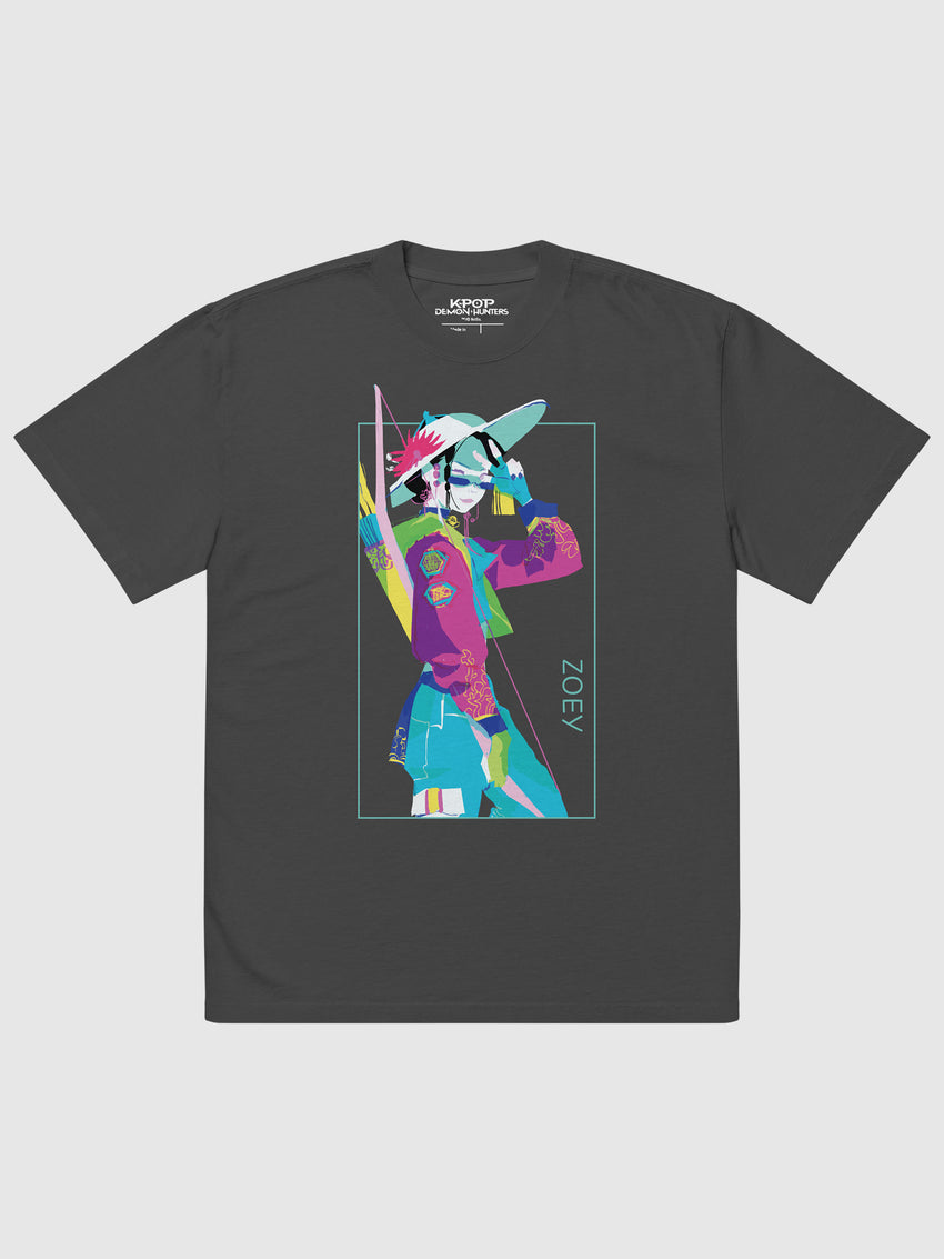 KPop Demon Hunters Zoey Oversized T-Shirt Faded Black