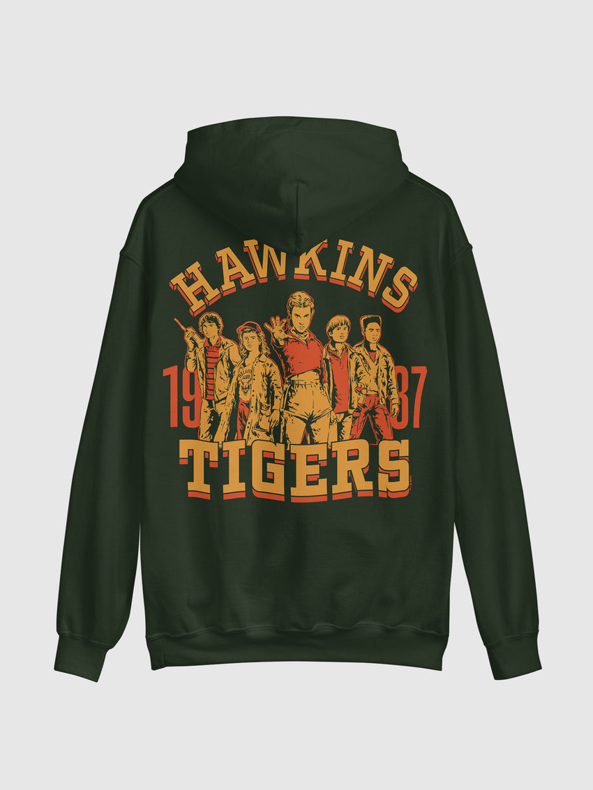 Stranger Things Hoodie Hawkins Tigers '87 Forest Green