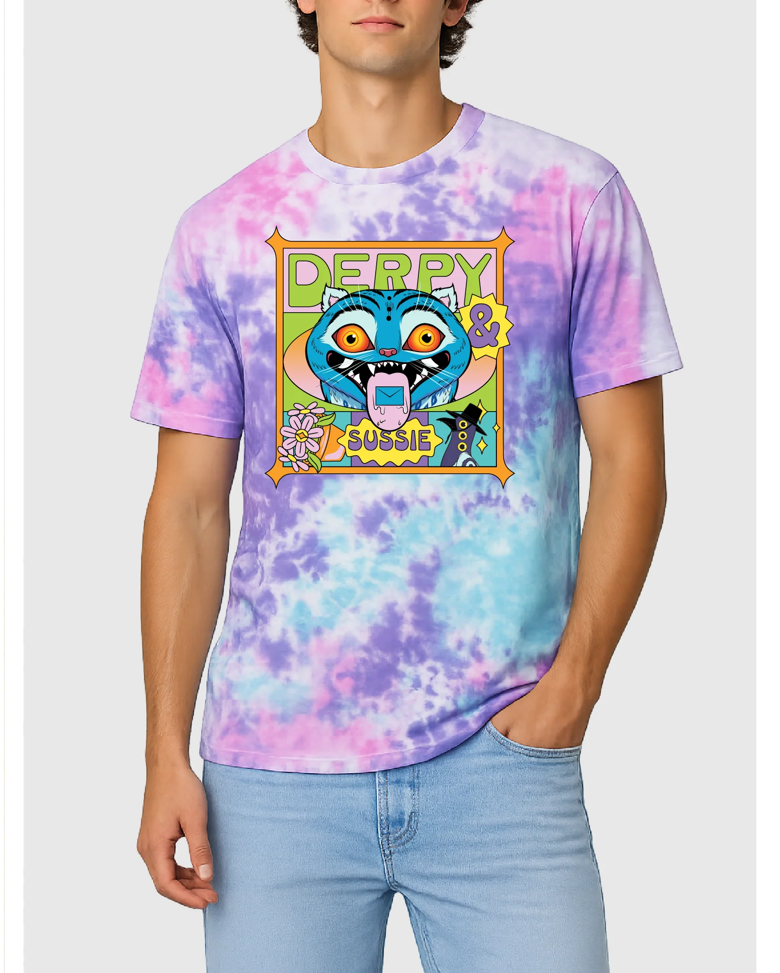 KPop Demon Hunters Adult Tie-Dye T-Shirt Derpy & Sussie Summer