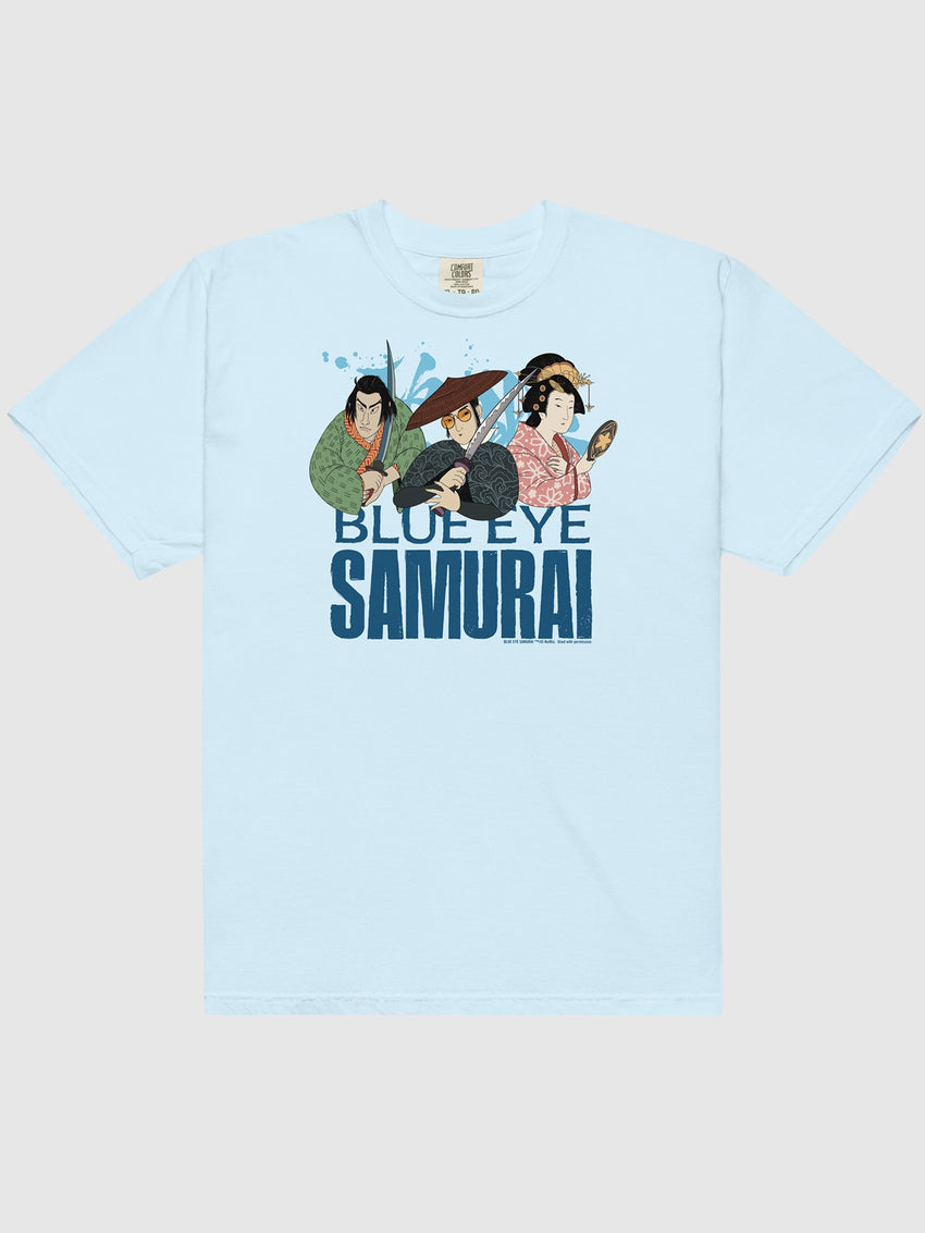 水色 Tシャツ SHUGAKUSHA HAMAMATSU Blue Eye Samurai Shirt: Mizu, Taigen, Akemi | Netflix Shop