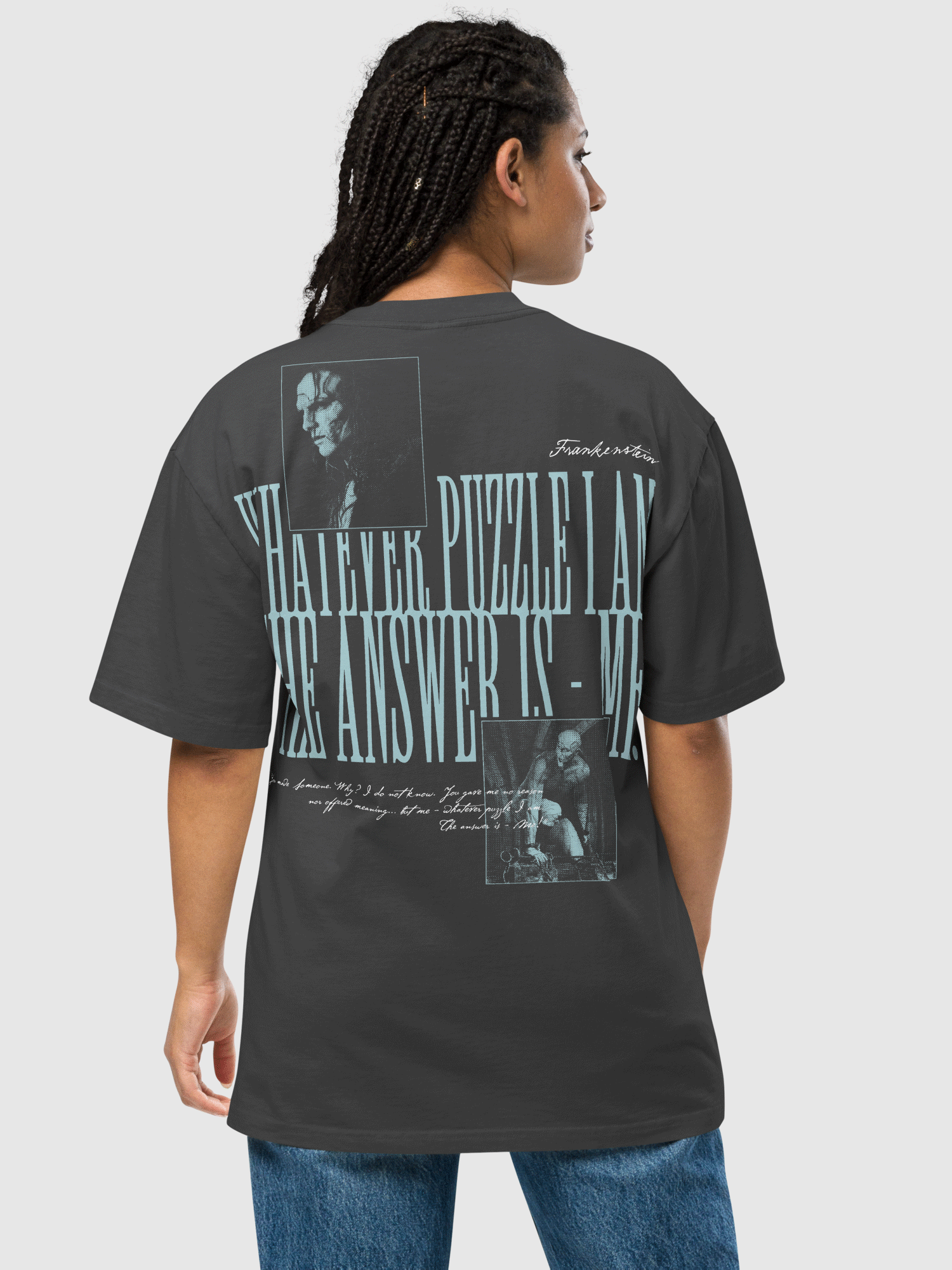 Frankenstein Black Graphic Oversized T-Shirt | Netflix Shop Frankenstein Black Graphic Oversized T-Shirt | Netflix Shop