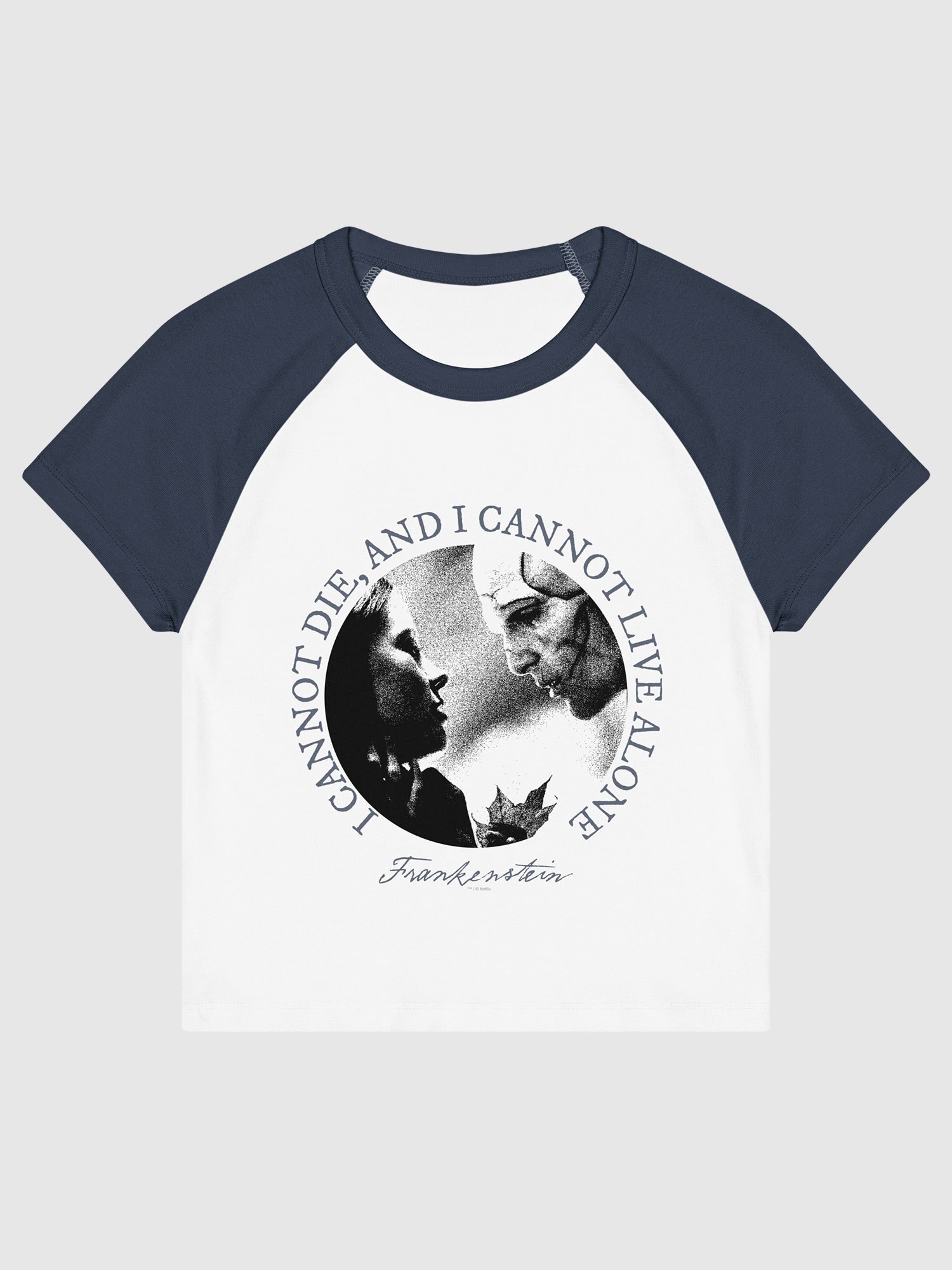 Frankenstein Raglan Baby Tee I Cannot Die – Netflix Shop