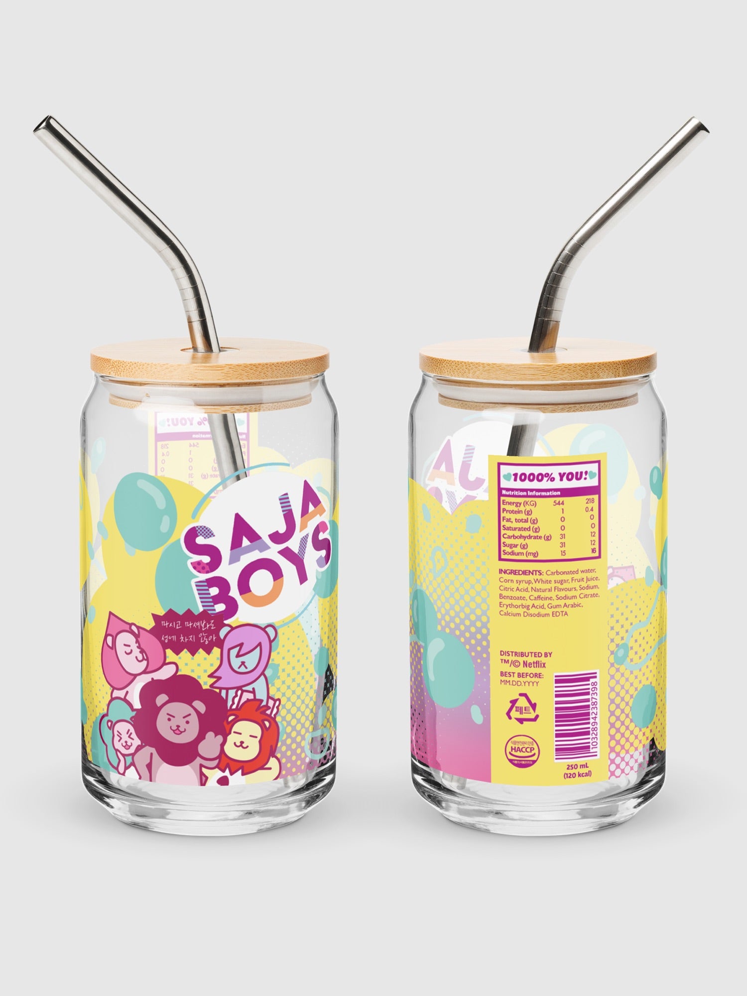 KPop Demon Hunters SAJA BOYS Can Shaped Glass – Netflix Shop