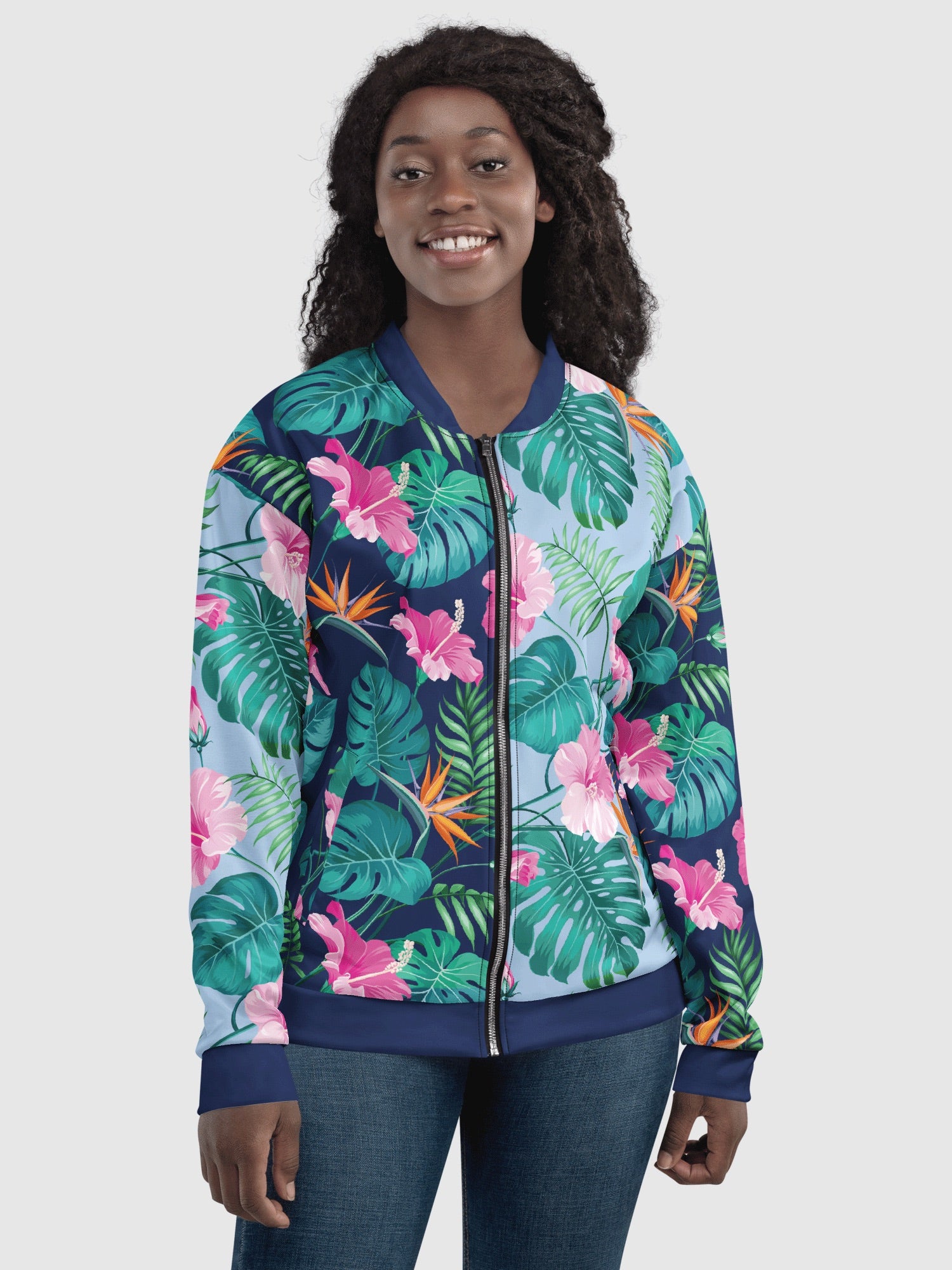 KPop Demon Hunters Zoey Tropical Print Bomber Jacket | Netflix Shop