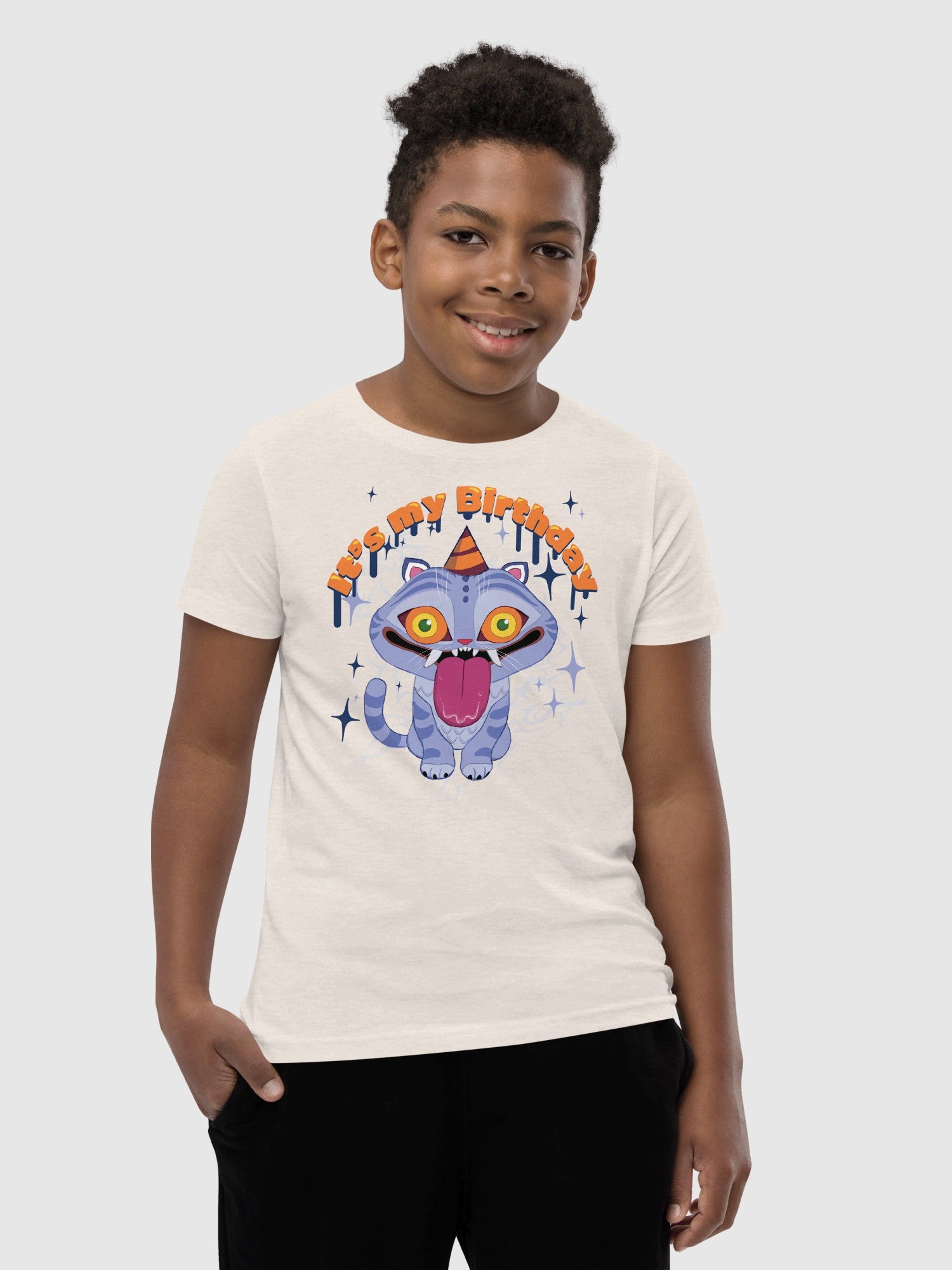 T-shirt Enfant K-Pop Demon Hunters - Derpy Tiger, 100% Coton, Manches Courtes, Tailles 3-4 à 13-14 Ans