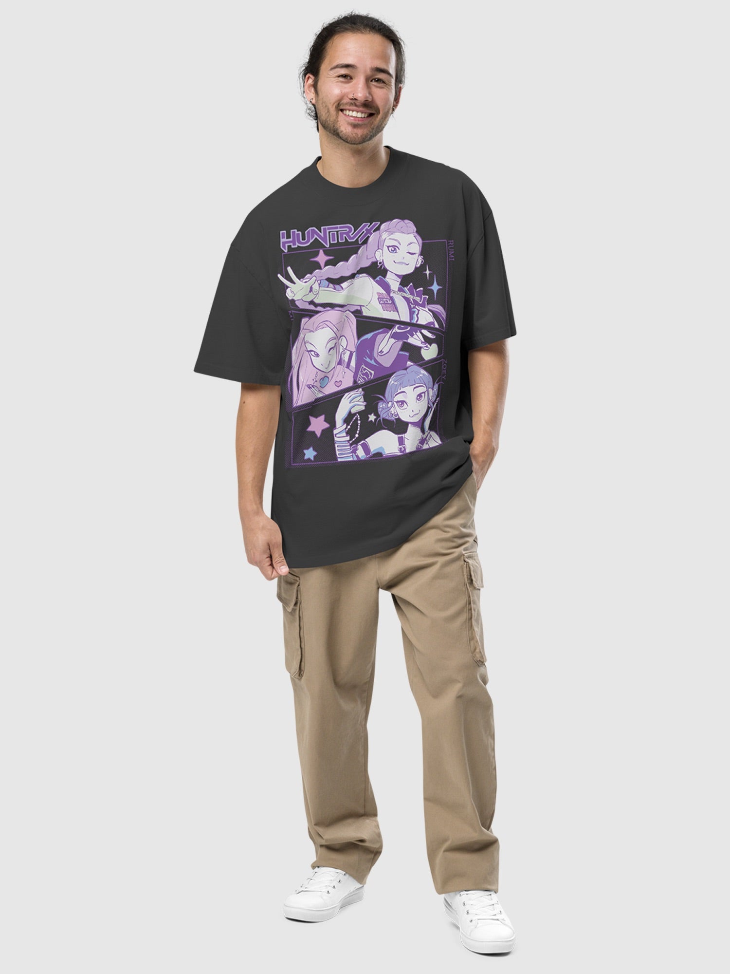 KPop Demon Hunters T-Shirt - Huntrix Huntr/X Band Grid Back Design