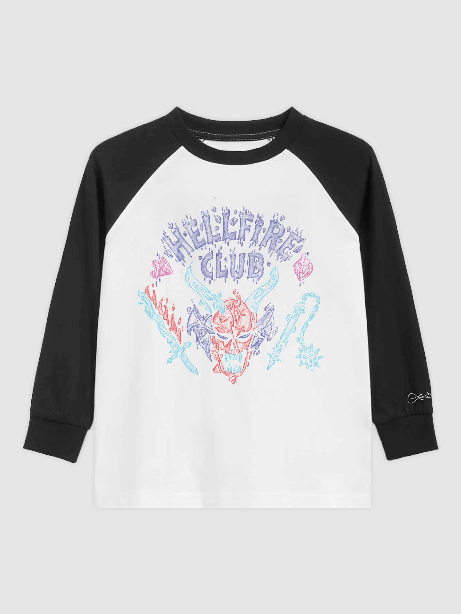 【Netflix公式】STRANGER THINGS ロンT XL Stranger Things x Louis De Guzman Hellfire Club Raglan – Netflix Shop