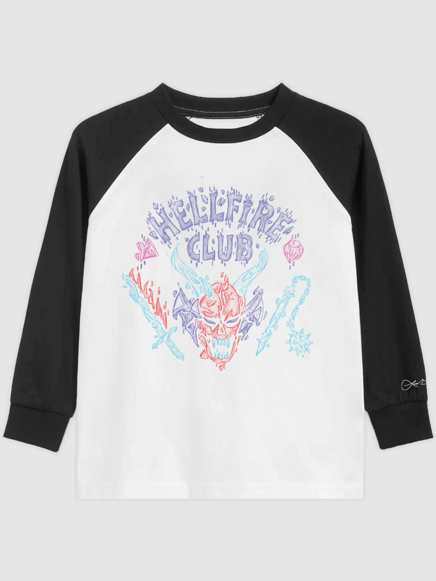 Stranger Things x Louis De Guzman Hellfire Club Raglan – Netflix Shop