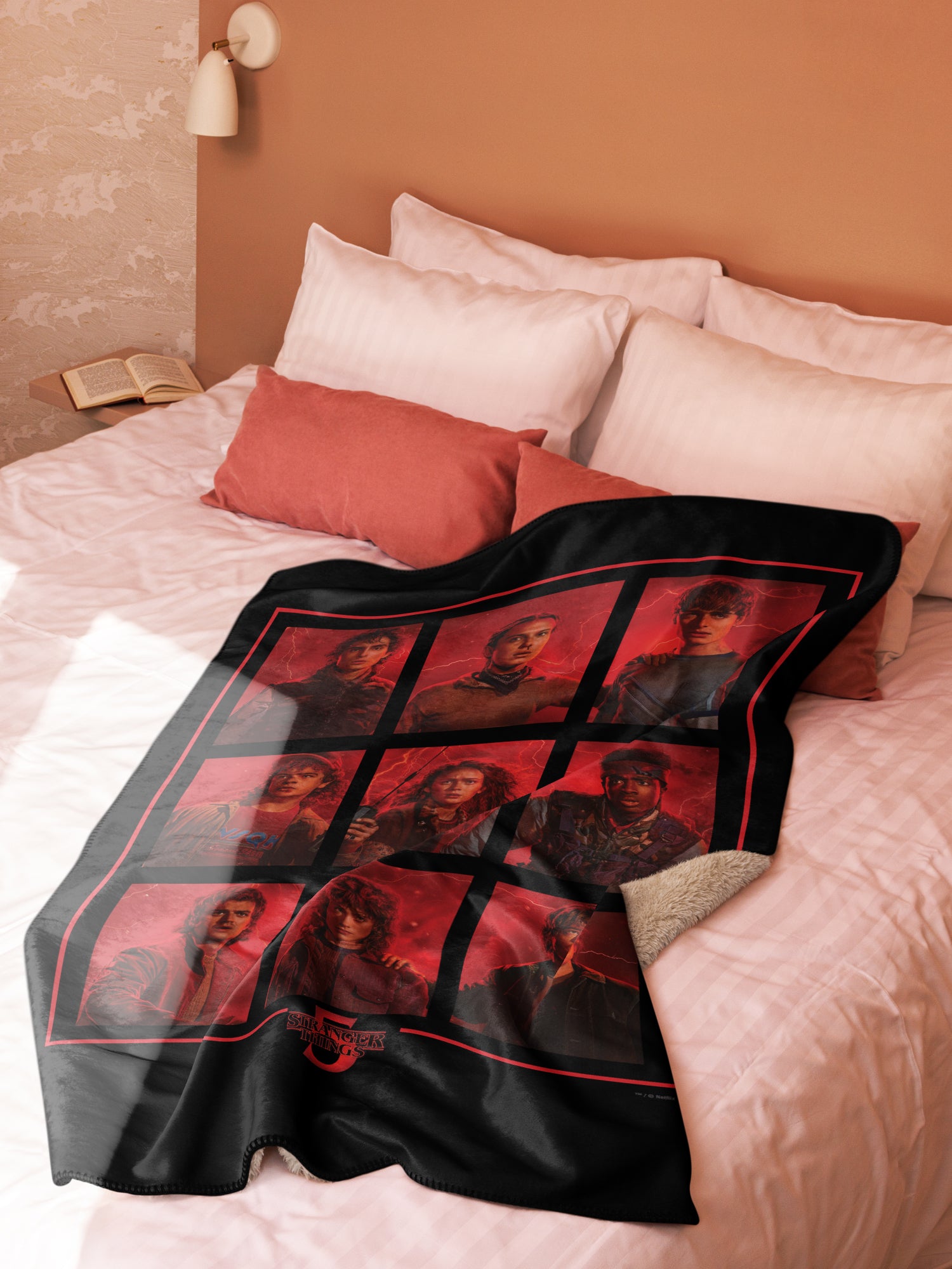 Stranger Things Sherpa Blanket Season 5 Characters Grid – Netflix Shop