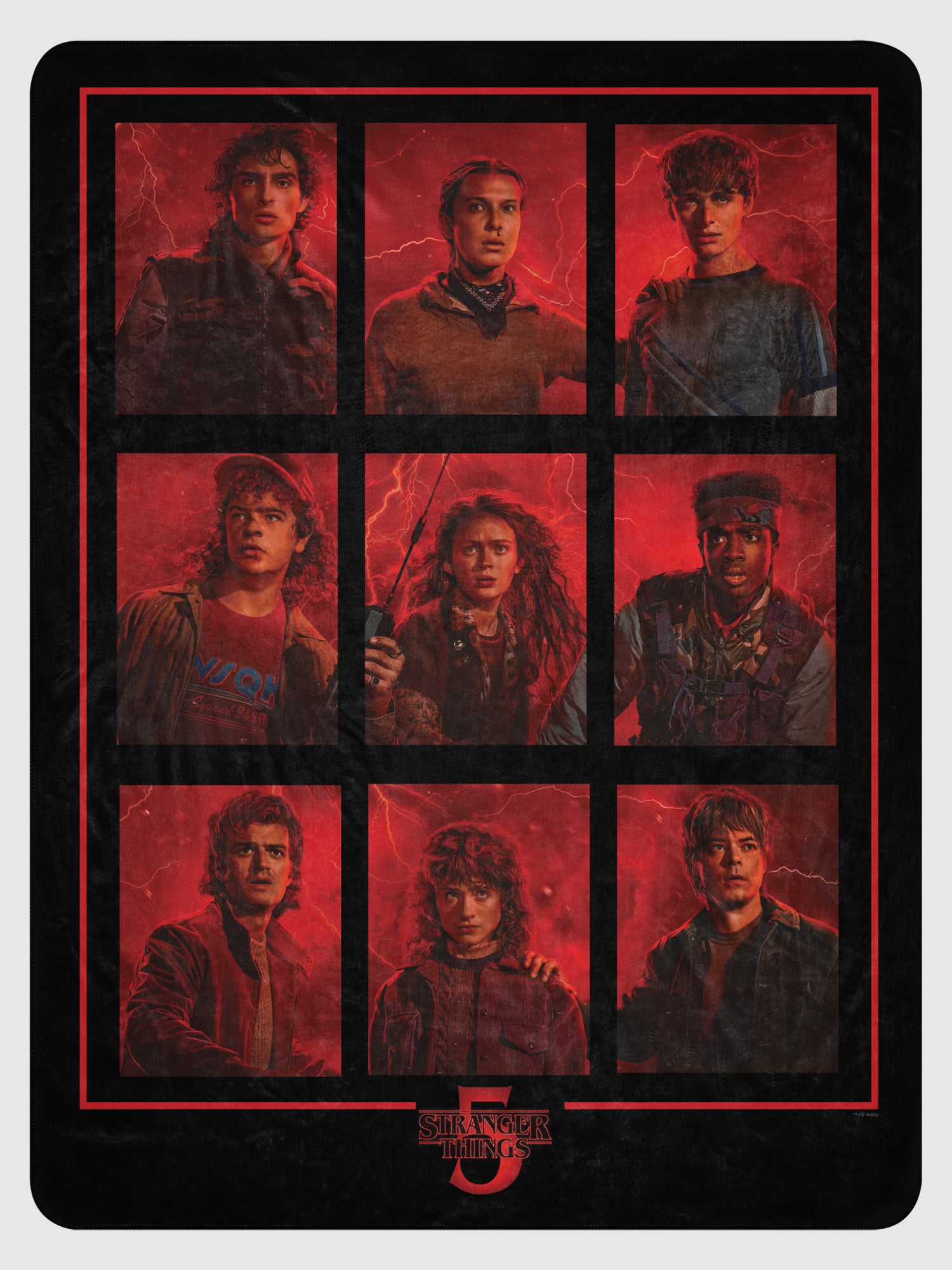 Stranger Things Sherpa Blanket Season 5 Characters Grid – Netflix Shop