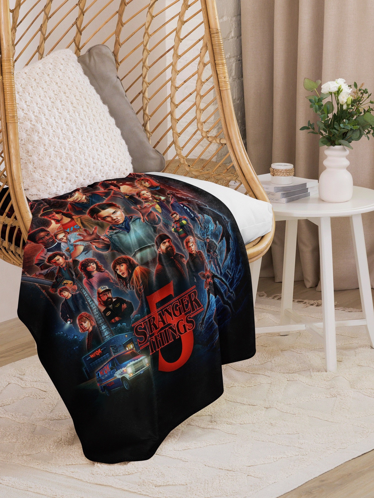 Stranger Things x Kyle Lambert Sherpa Blanket Season 5 Art