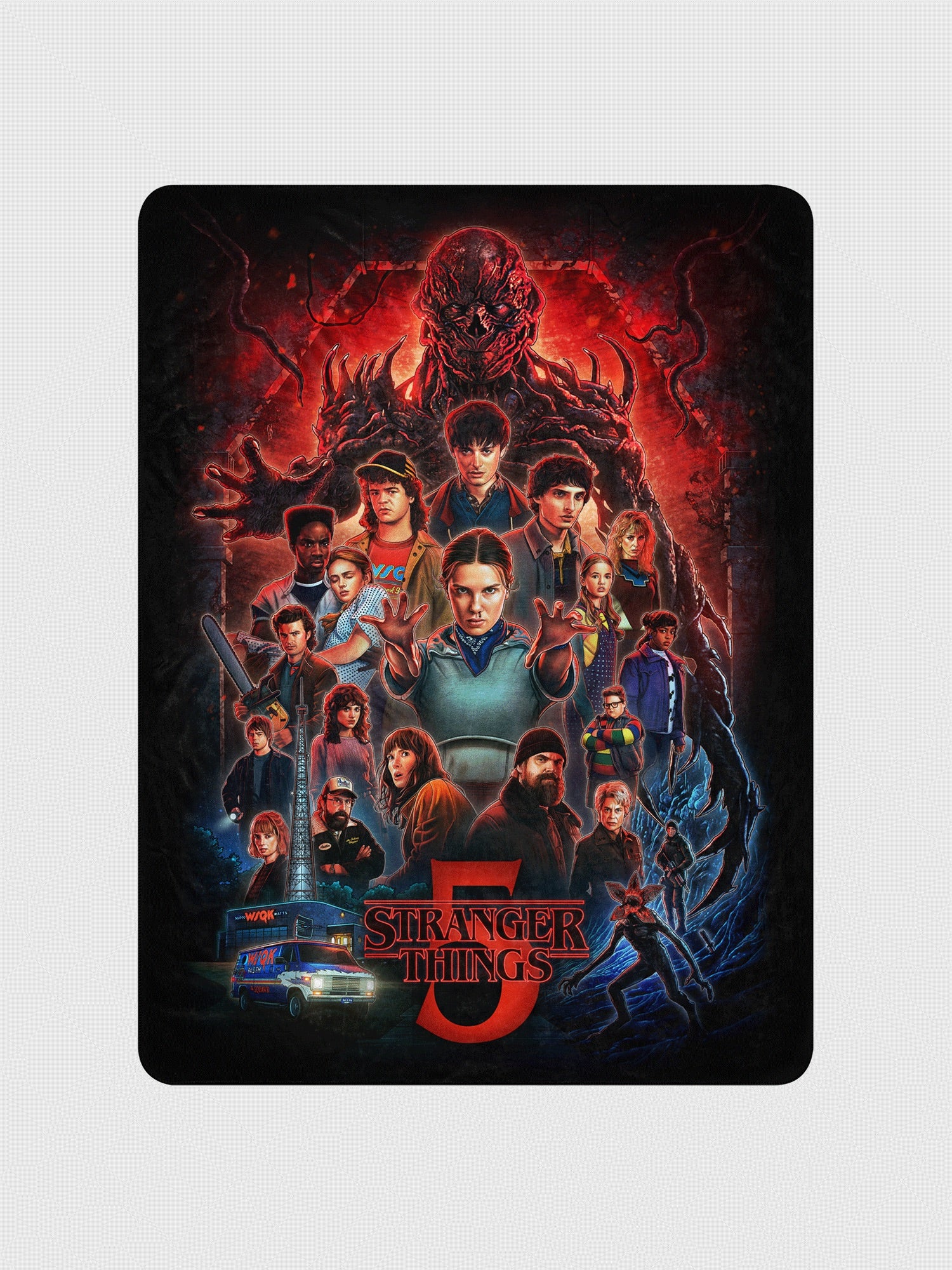 Stranger Things x Kyle Lambert Sherpa Blanket Season 5 Art