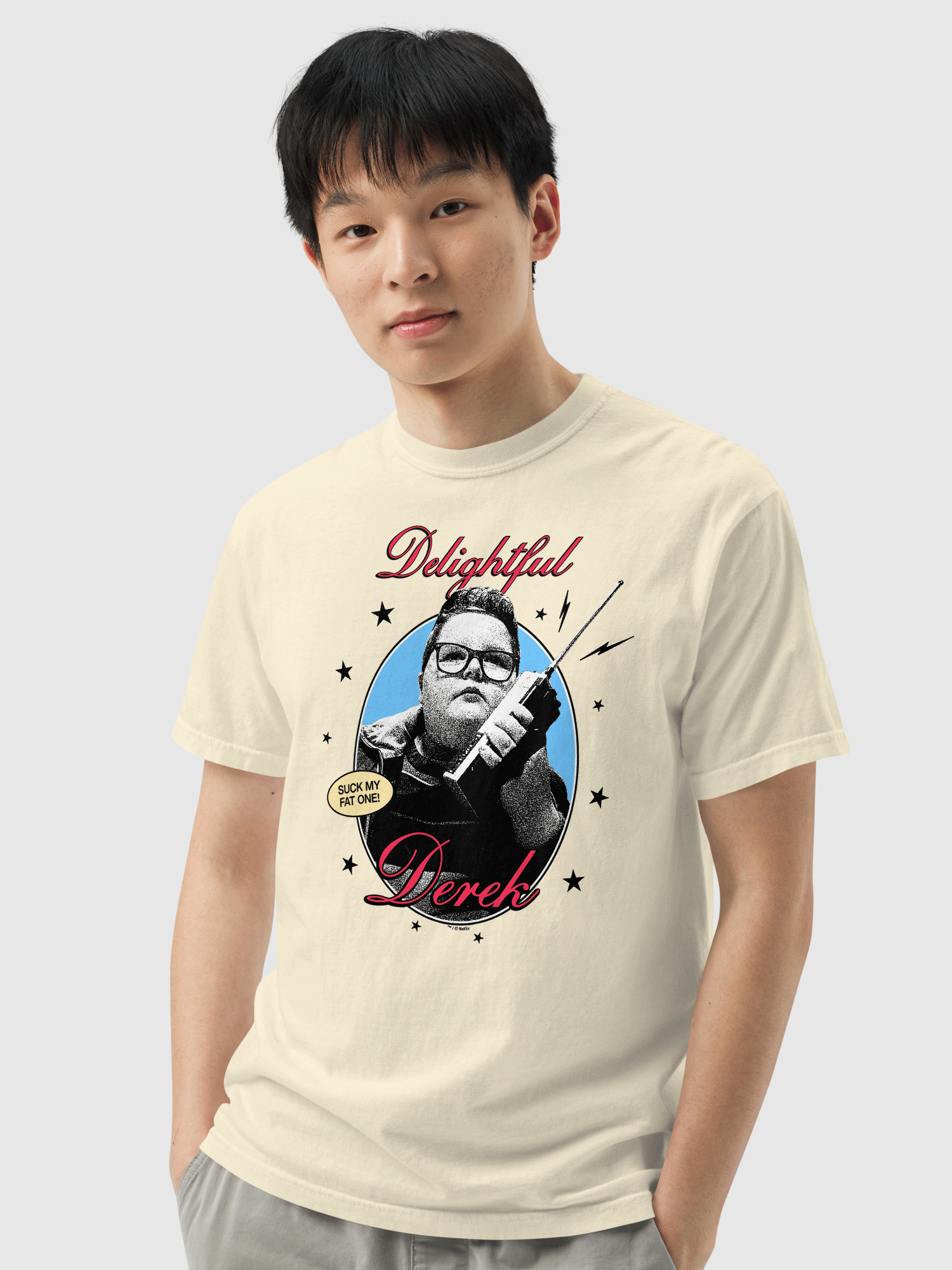 Stranger Things T-Shirt Delightful Derek Comfort Colors – Netflix Shop Stranger Things T-Shirt Delightful Derek Comfort Colors – Netflix Shop