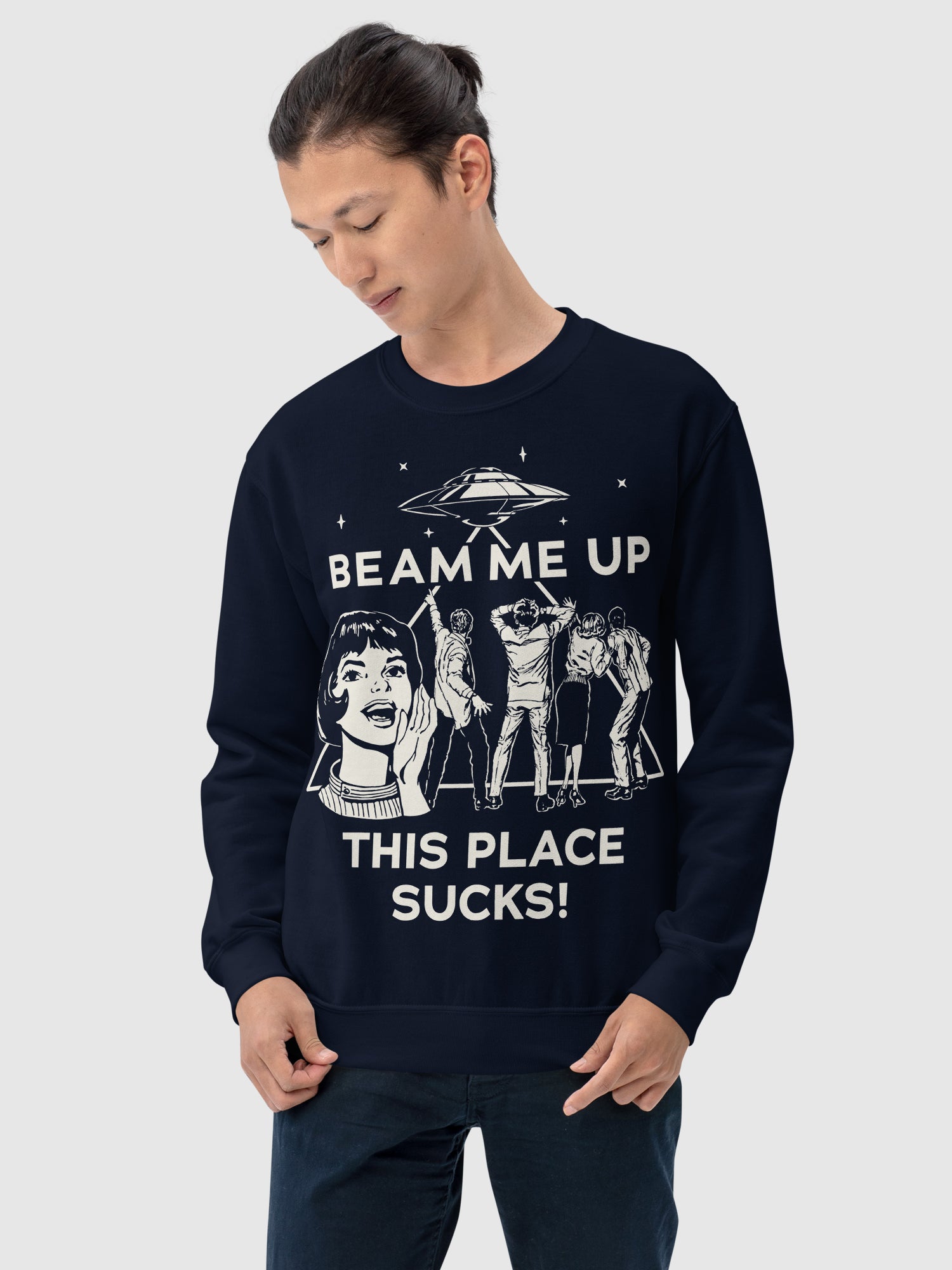 Stranger Things Beam Me Up This Place Sucks Sweatshirt – Netflix Shop