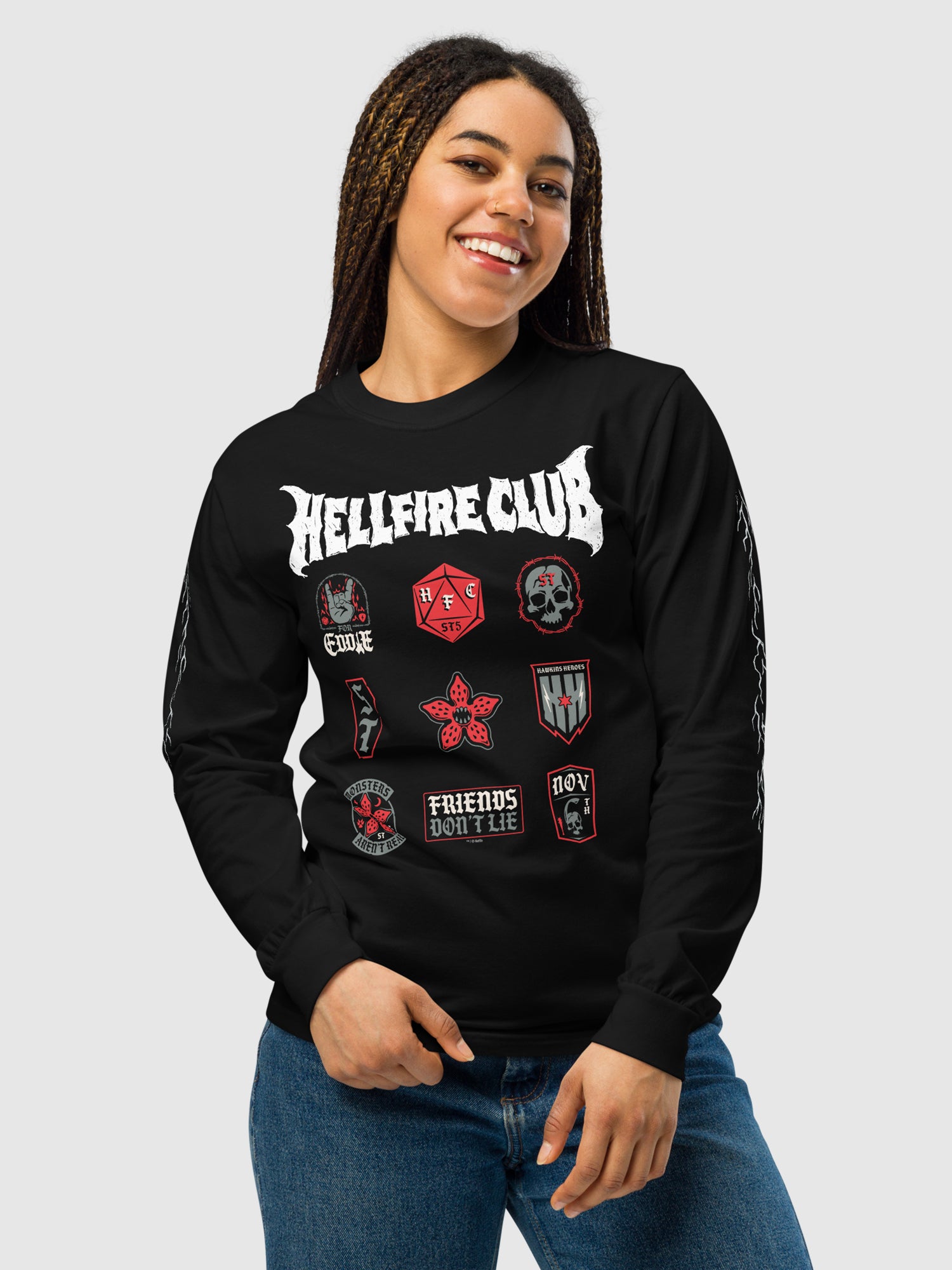 T-shirt Stranger Things Hellfire Club - Manches Courtes, Blanc, 100% Coton, Taille Ample