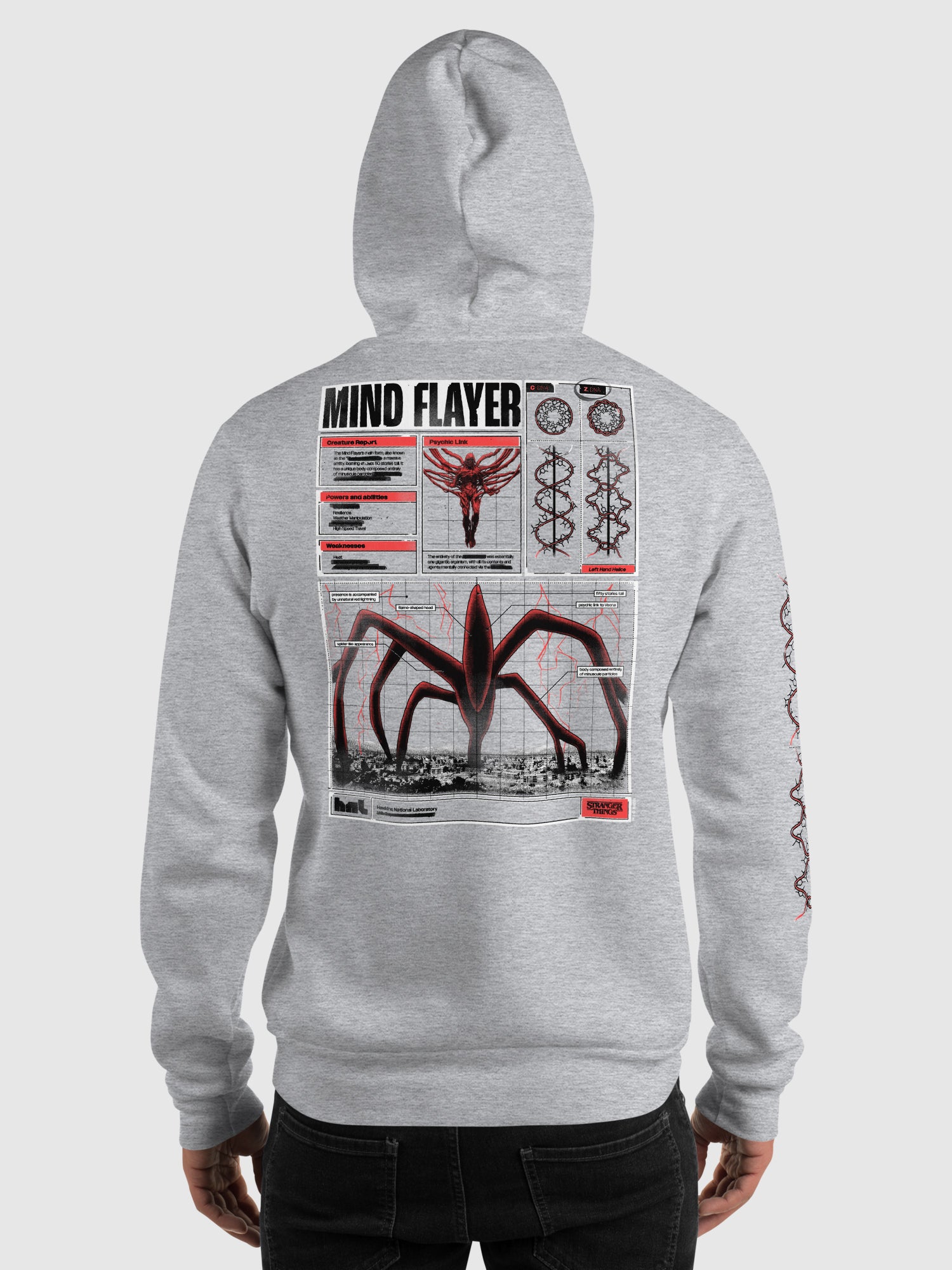 Sweat à Capuche Stranger Things Mind Flayer - Poster Du Groupe, Produit Officiel Licencié, Coupe Classique