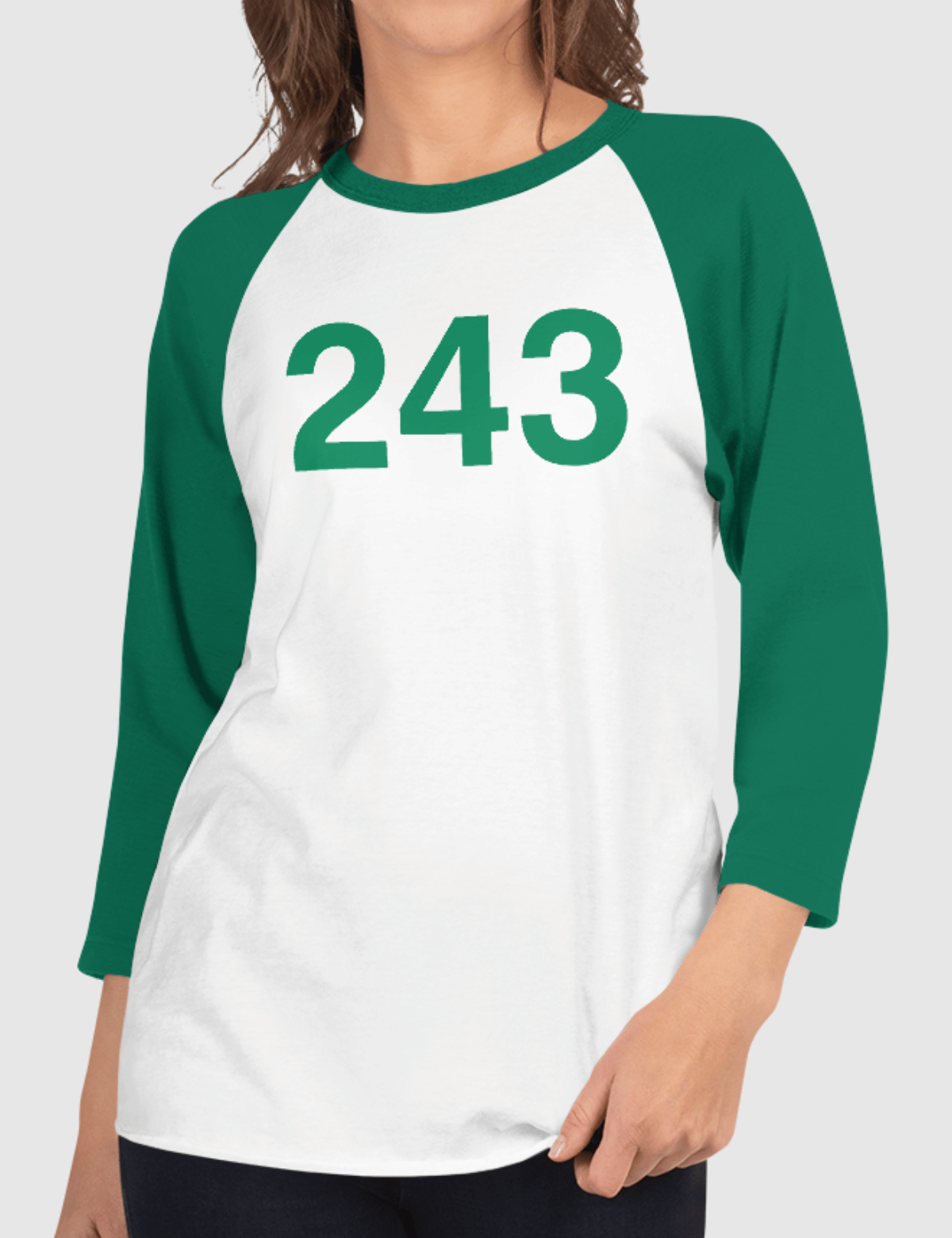 Squid Game: The Challenge Player Raglan Shirt [White/Kelly