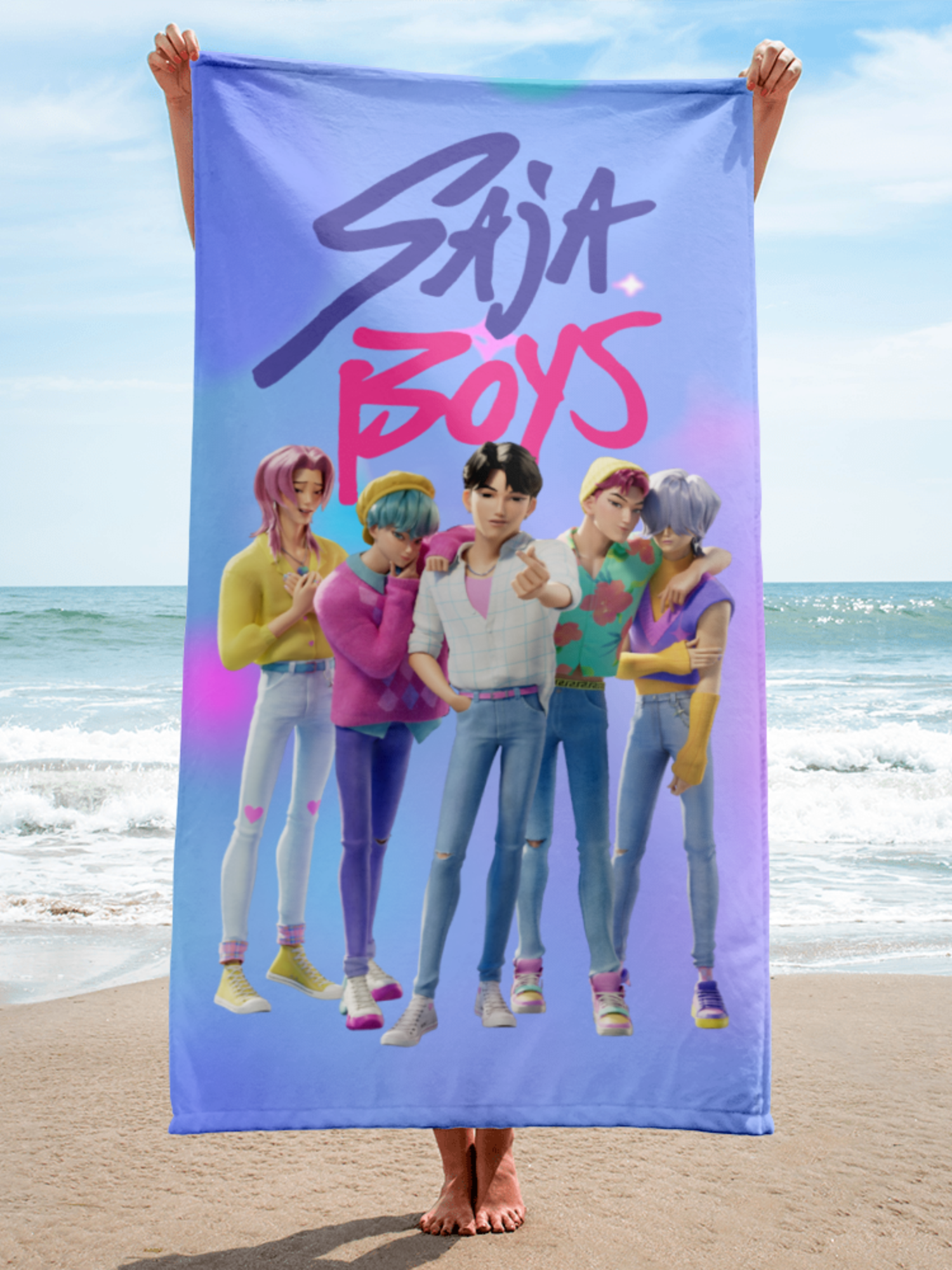 KPop Demon Hunters SAJA BOYS Beach Towel – Netflix Shop