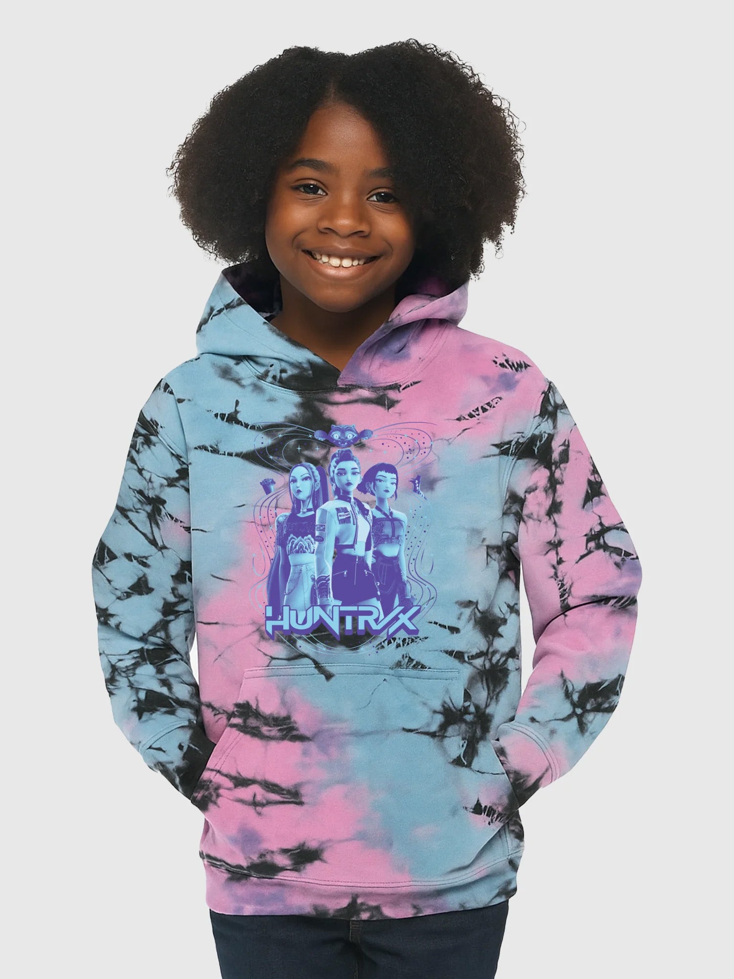 Sweat à Capuche Enfant Inspiré K-pop - Design Démon Chasseur, Unisexe, Manches Longues, Coton Mélangé - 1