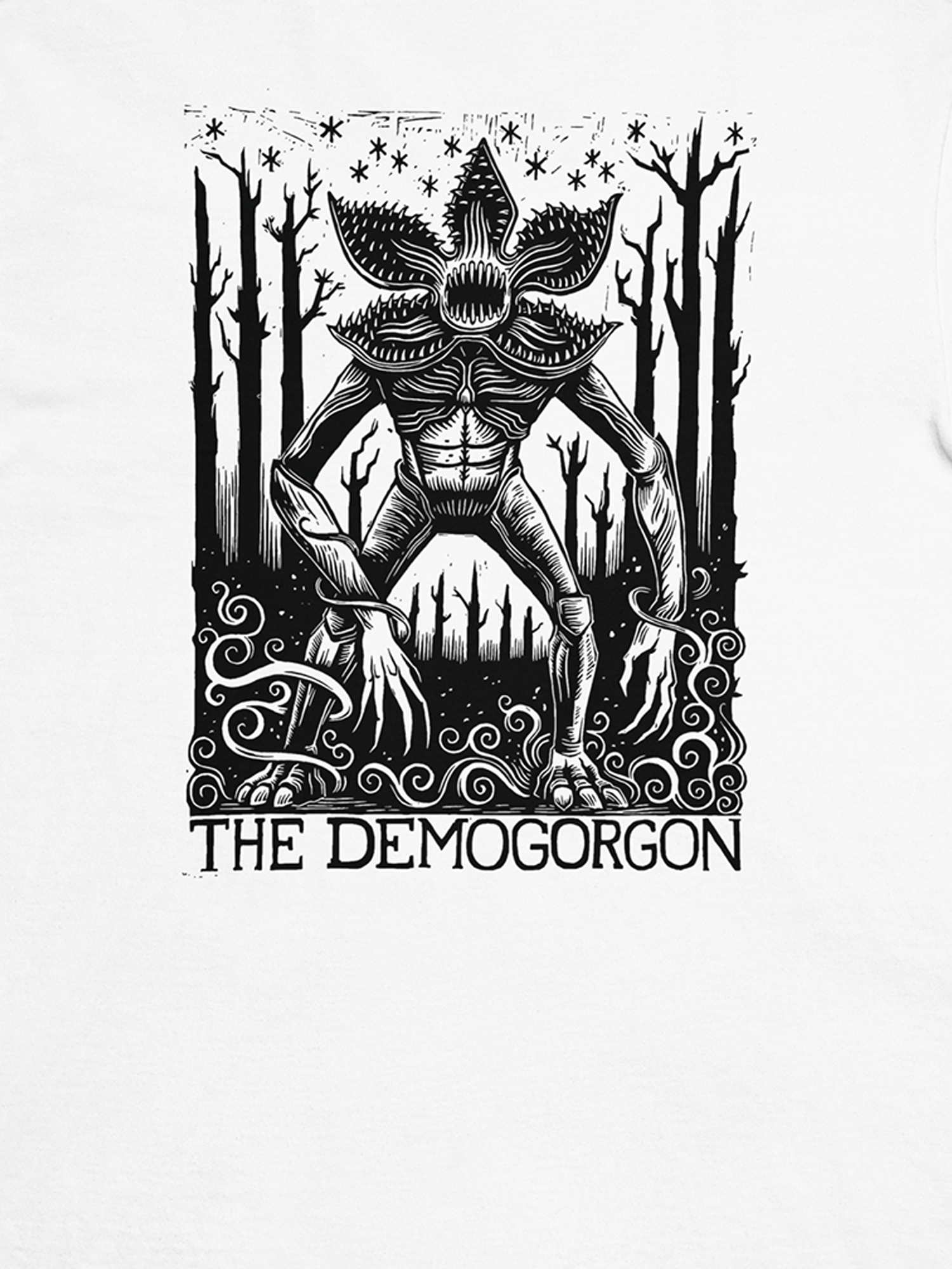 Stranger Things Demogorgon Poster Batik T-Shirt - Official Licensed Tee With Large Print - View #11